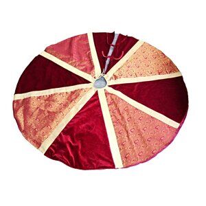 Vintage Large Christmas Tree Skirt Velvet Brocade Xmas Tree Holiday Decorations